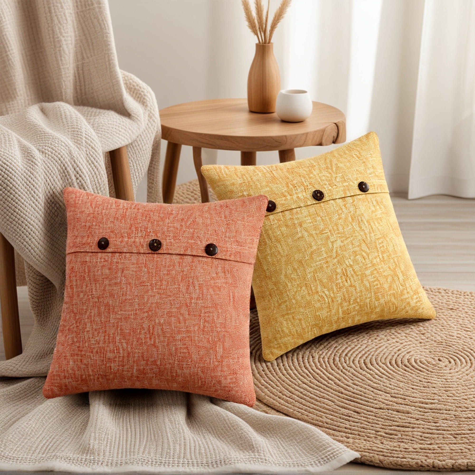 Unique Bargains Triple Button Decorative Pillowcases Green 18" x 18"