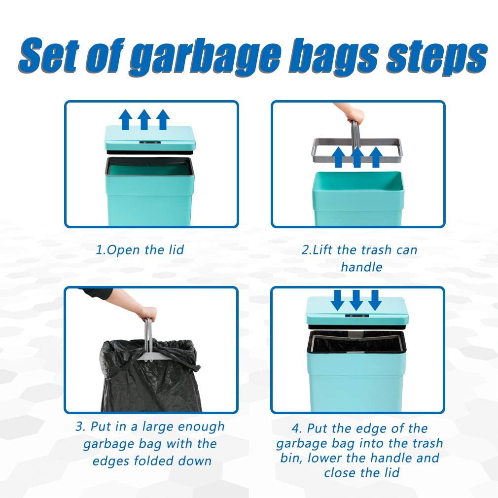 XF XINFENG 13 Gallon Trash Can Plastic Kitchen Trash Can Automatic Touch Free High-Capacity Garbage Can With Lid For Bedroom Bathroom Home Office 50 Liter,Blue
