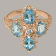 thumbnail image 5 of LBG British Made 10k Rose Gold Natural Diamond & Blue Topaz Womens Anniversary Ring - 33 size options - Size 5.5, 5 of 6