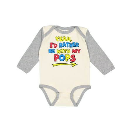 

Inktastic Yeah I d Rather be with My Pops in Red Yellow and Blue Gift Baby Boy or Baby Girl Long Sleeve Bodysuit