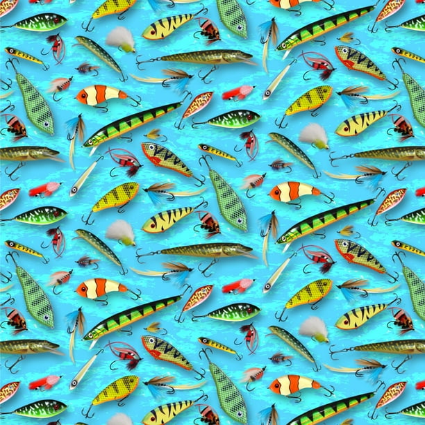 Fishing Flies Lures Fish Pattern Premium Roll Gift Wrap Wrapping Paper