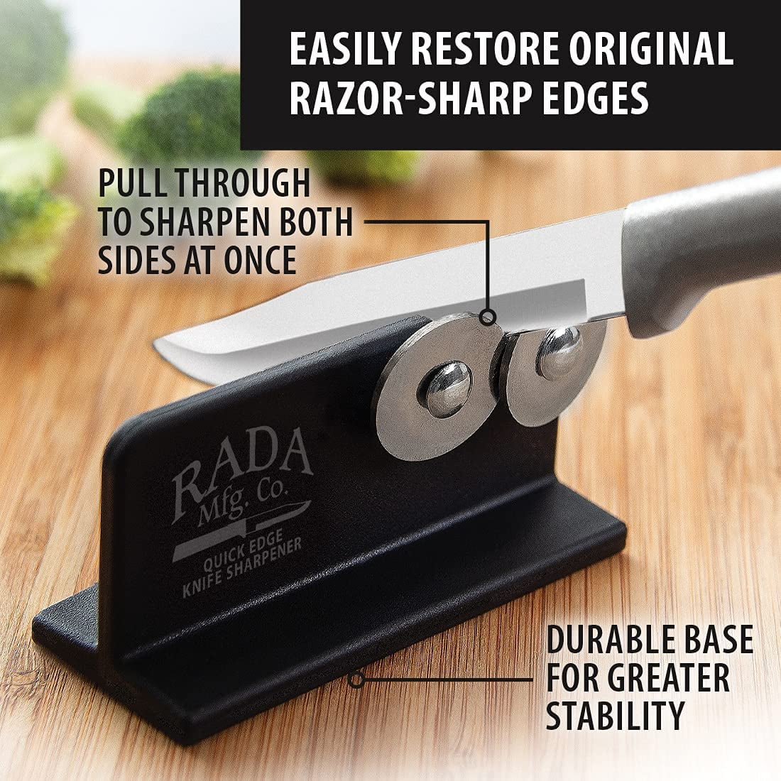 Rada Cutlery R119 Quick Edge Knife Sharpener with Hardened Steel Wheels, 2 Pack