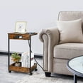 CShaped Rolling End Table with Charging Station, Sofa Side Table with