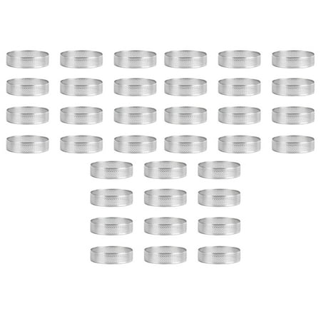 

36 Pack Stainless Steel Tart Rings Perforated Cake Mousse Ring Cake Ring Mold Round Cake 6cm