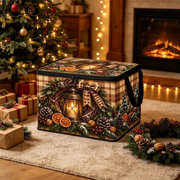 Trovenix Christmas Storage Box Bag Clothing Home Organizer Xmas Holiday Decorative Bin For Clothes Blankets Pillows Sweaters Quilts