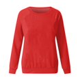 thumbnail image 4 of Hauts pour Femmes T-Shirts Dames Liquidation Blouses d'Été Mode Grande Taille Uni Col Rond Ample Manches Longues Rouge m, 4 of 6
