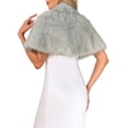 thumbnail image 3 of INSPIRE CHIC Faux Fur Shawl for Women's Wedding Collared Cape for Bridal Bridesmaids Gown Evening Jackets XS White Grey, 3 of 6