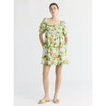 thumbnail image 2 of Free Assembly Women's Shirred Cotton Mini Dress with Puff Sleeves, Sizes XS-XXXL, 2 of 5