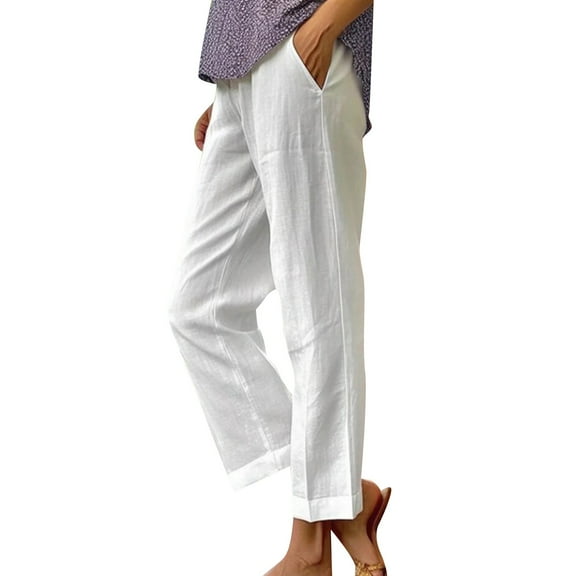Sngxgn Wide Leg Pants for Women Pants with Pockets High Waist Work Business Casual Sweatpants(White,M)