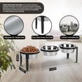 thumbnail image 3 of NMN Designs Vision Triple Diner - 3 Bowl Dog Feeder - Small to Medium Dogs - Multi-Dog Feeding Station - UV Weather Resistant - No Noise - Indoor/Outdoor (Black, Small - 5.5" Ht), 3 of 6