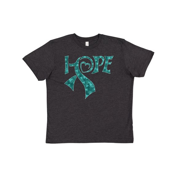 Inktastic Hope- Teal Ribbon for Awareness of Ovarian Cancer Youth T-Shirt