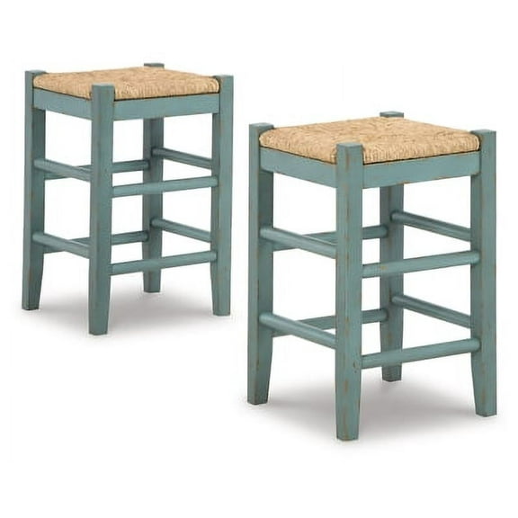 Signature Design by Ashley Mirimyn Farmhouse 23.63 Counter Height Bar Stool with Woven Wicker Seats