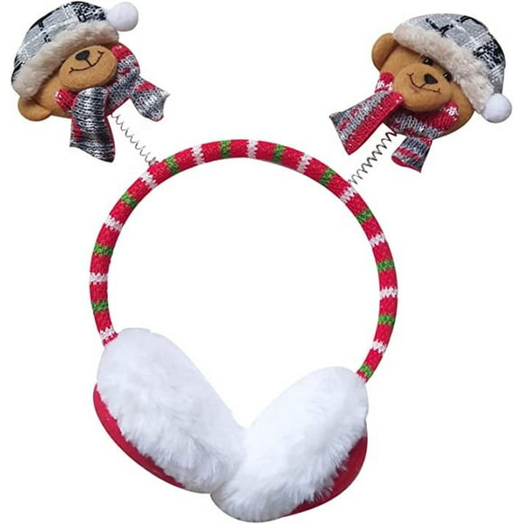 Christmas Ear Muffs Outdoor Winter Warm Plush Ear Warmer for Holiday Parties Kids Adults A