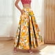 thumbnail image 1 of TaTaai Women's High Waist Boho Pattern Maxi Skirt Elastic A-Line Long Skirt Ruffle Hem with Side Pockets for Daily Casual and Travel Gift, 1 of 9