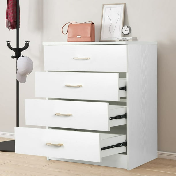 SYNGAR White 4 Drawer Dresser, Chest of Drawers for Bedroom, Modern
