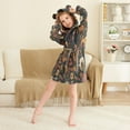 thumbnail image 3 of FORMRS Niños Bathrobe Unisex Hooded Robe Toddler Pajamas Sleepwear, Size 10-12T, Dark Floral Pattern, 3 of 7