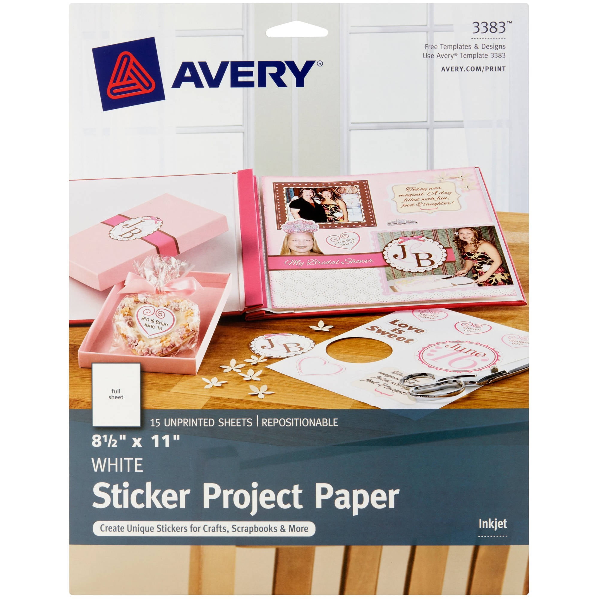 photograph about Printable Labels Walmart called Avery(R) Sticker Venture Paper 3383, 8-1/2\