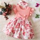 thumbnail image 2 of Odeerbi Niñas Rib Knit Floral Vestidos Verano Ruffle Manga Lazo Princesa Vestido Sin Mangas Cuello Redondo Vestido Con Diadema, 2 of 8