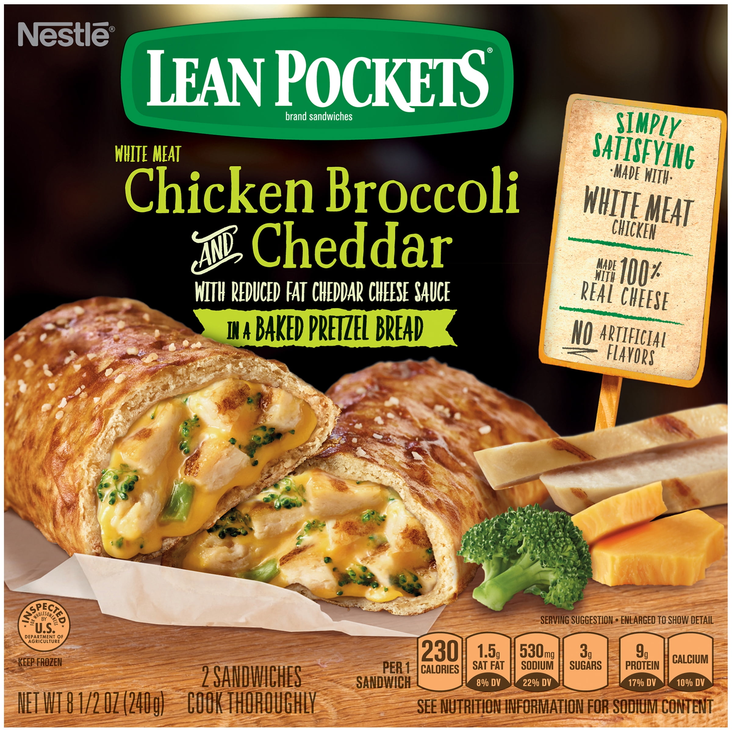 LEAN POCKETS Chicken Broccoli and Cheddar Frozen Sandwiches - Walmart.com