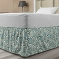 thumbnail image 1 of Rose Bed Skirt, Doodle Style Outlines of Rose Blossoms Spring Nature Inspired Artwork, Elastic Bedskirt Dust Ruffle Wrap Around for Bedding Decor, 4 Sizes, Dark Teal Teal and Cream, by Ambesonne, 1 of 2