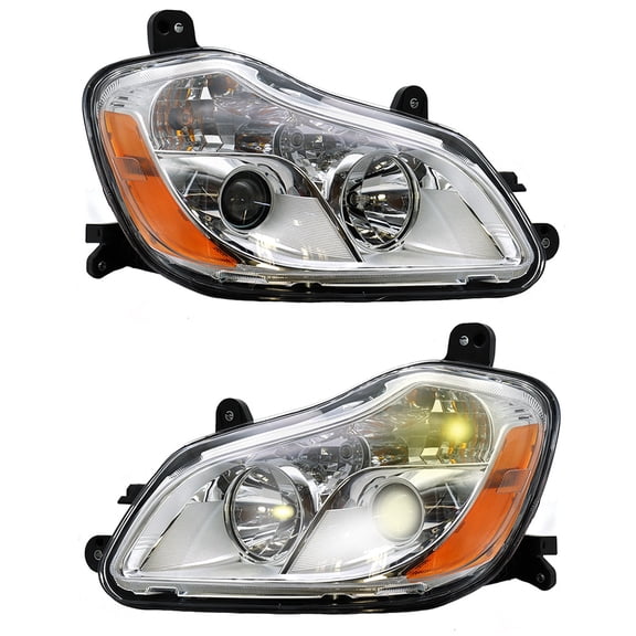 Chrome Headlights Compatible With Kenworth T680 2013-2021 Included Bulbs Passenger Side