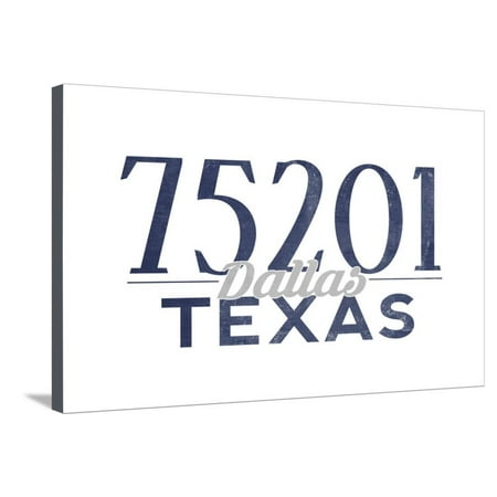 Dallas, Texas - 75201 Zip Code (Blue) Stretched Canvas Print Wall Art By Lantern