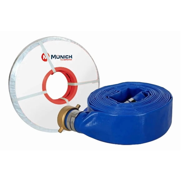 Manguera Plana Para Riego 1 Pulgada 7.5 Metros Color Azul MD-0176 Munich
