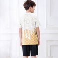 thumbnail image 6 of CPNG Boys Summer Shirt Comfortable Fashion Funny Ice Cream Print Short Sleeve Loose Lapel Buttoned Shirts(White,9-10 Years), 6 of 7