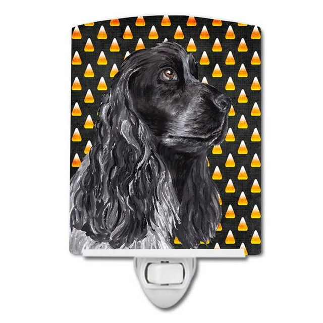 Carolines Treasures SC9526CNL Black Cocker Spaniel Candy Corn Halloween Ceramic Night Light