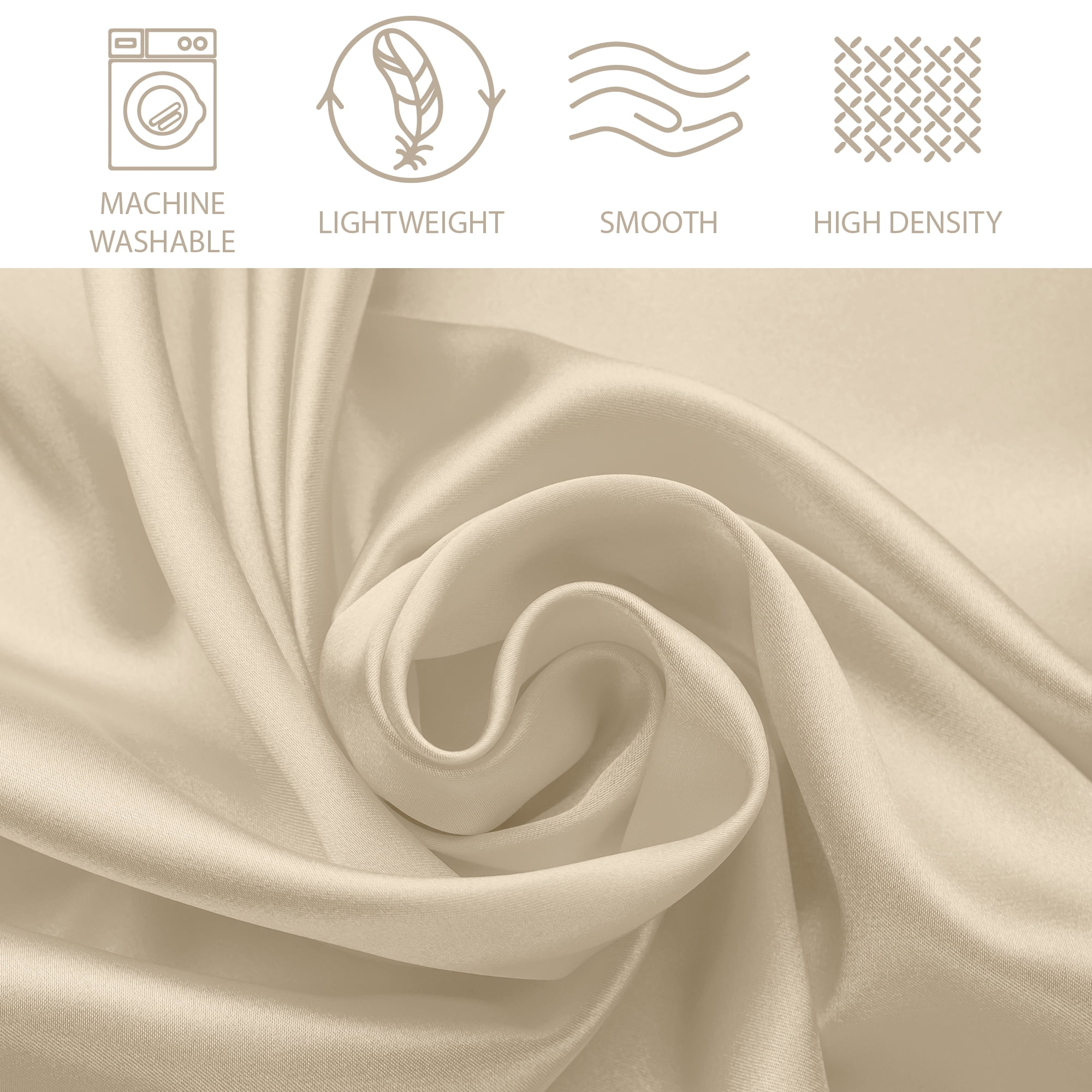 Silky Satin Bed Sheet Set 4-Piece (Ivory, Queen)