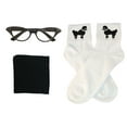 thumbnail image 5 of Hip Hop 50's Shop 1950s Adult 4 Piece Poodle Skirt Costume Outfit for Women with Accessories (glasses, socks, scarf) (XLarge/2XLarge Black w/White), 5 of 7