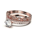 thumbnail image 4 of Beautiful Art Deco 2.25 Carat Round Cut Diamond Moissanite Engagement Ring, Wedding Ring, Two Matching Band in 10k Solid Rose Gold, Gift For Her Gift For Girlfriend Promise Ring, 4 of 4