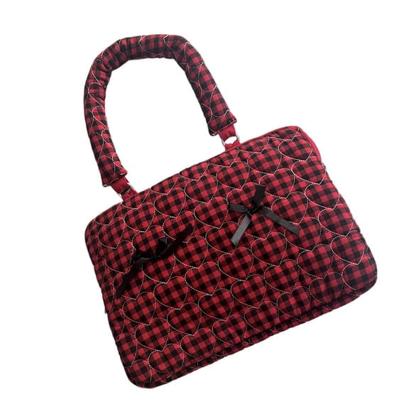 Computer Case Cloth Laptop Bag with Bows Design For Pad Tablets Travel Storage Case Checkered Shoulder Bag