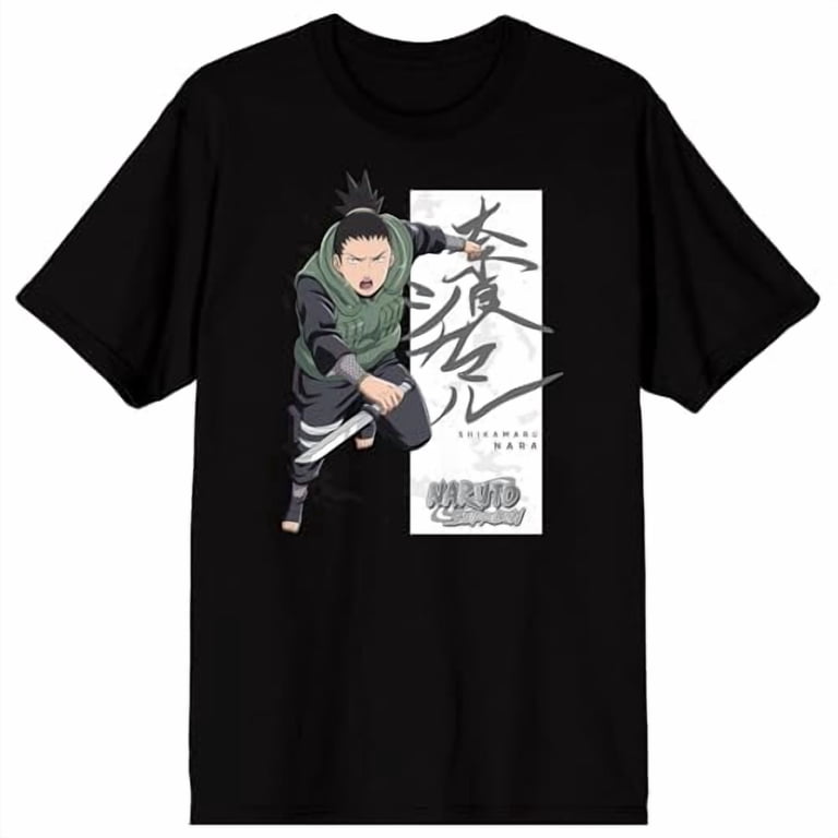 Naruto Shippuden Shikamaru Adult Black Crew Neck Short Sleeve T
