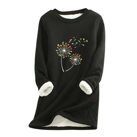 

Round Neck Blouses for Women 3/4 Length Sleeves Women O Neck Loungewear Nightgowns Long Sleeve Christmas Print Fall Fleece Tops Print T Shirt Three Quarter Sleeve Tops Loosen Sweatershirt Top