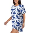 thumbnail image 2 of Daiia Whale Pattern Womens Pajama Sets Short Sleeve Pajamas for Women Sets Soft Lounge Sets Casual Round Neck Sleepwear PJS-X-Large, 2 of 7