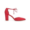 thumbnail image 3 of BLISSFUL STEP Women's High Block Heels Pointed Toe Ankle Strap Dress Shoes​ Red 9, 3 of 8