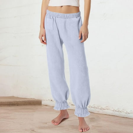 SNKSDGM Women s Plus Cotton Panties for Women Plus Size Sweatpants Women Baggy Long Womens Pajama Pants Elastic Waist Lightweight Striped Loose Fit Cropped Pants with Pockets
