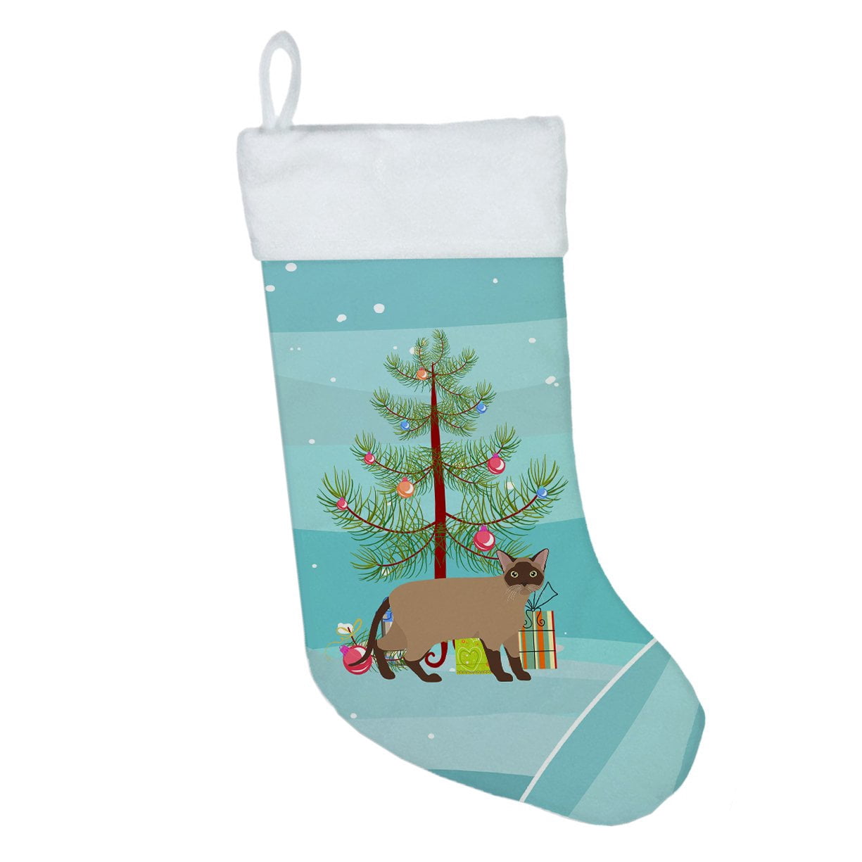 Burmese Cat Merry Christmas Christmas Stocking 13.5 in x 18 in