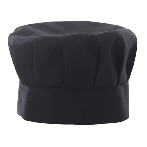 Skymirror Chef Hat Unisex Kitchen Hat Hotel Restaurant Cook Cap Pleated Design Solid Color Waiter Chef Work Cap Mushroom Hat