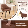 thumbnail image 4 of Giantex Dining Chair Set of 2, Upholstered PU Leather Armchair w/Curved Backrest, Wide Seat, Modern Accent Chairs, Brown, 4 of 6