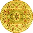 thumbnail image 1 of Ahgly Company Machine Washable Indoor Round Abstract Yellow Modern Area Rugs, 3' Round, 1 of 4
