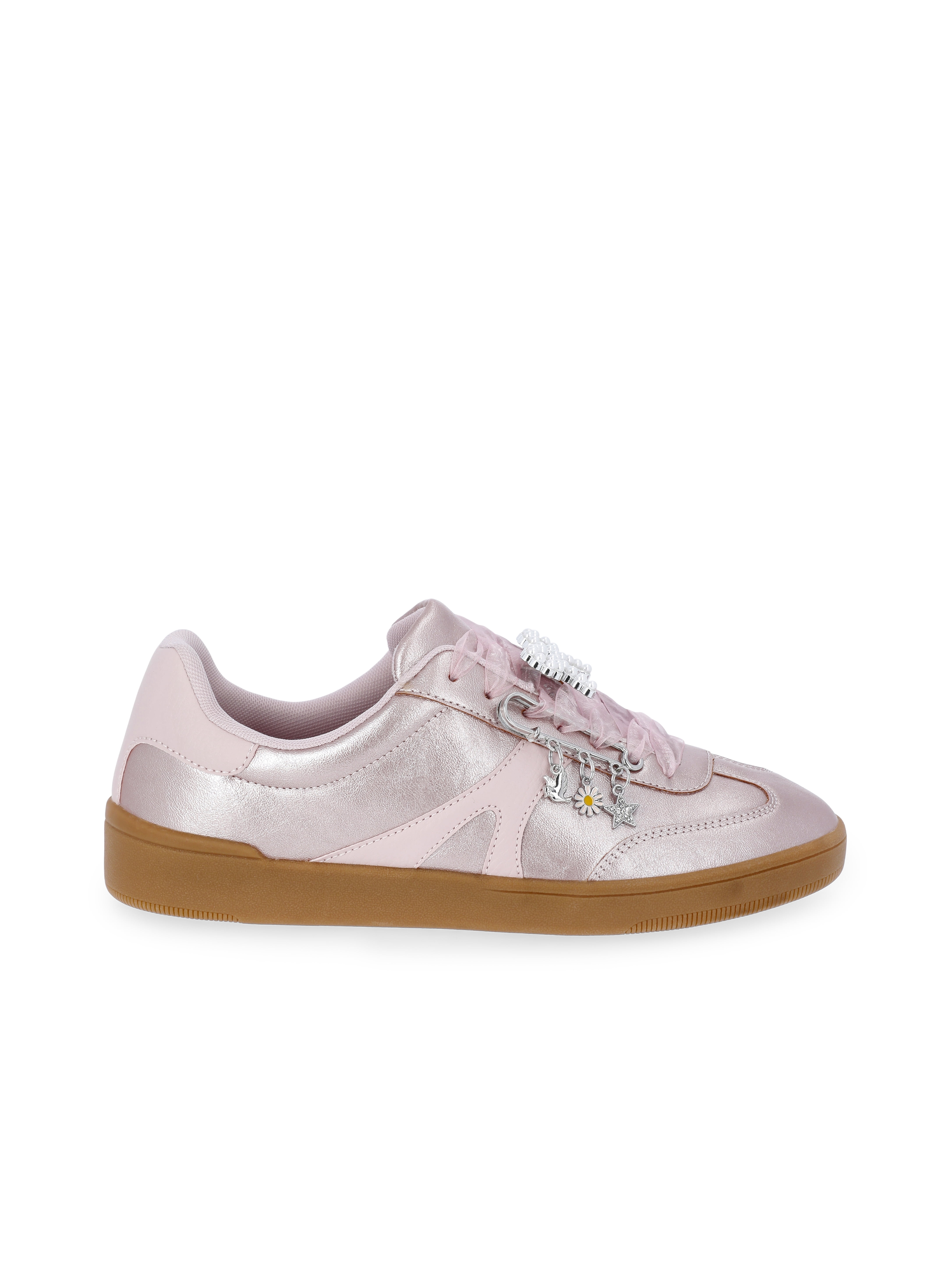 No Boundaries Women's Lace-Up Sport Sneakers with Charms