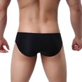 thumbnail image 5 of harmtty Sexy Men's Underwear Solid Color Mid Rise Ice Silk Briefs Elastic Underpants,Coffee, 5 of 8