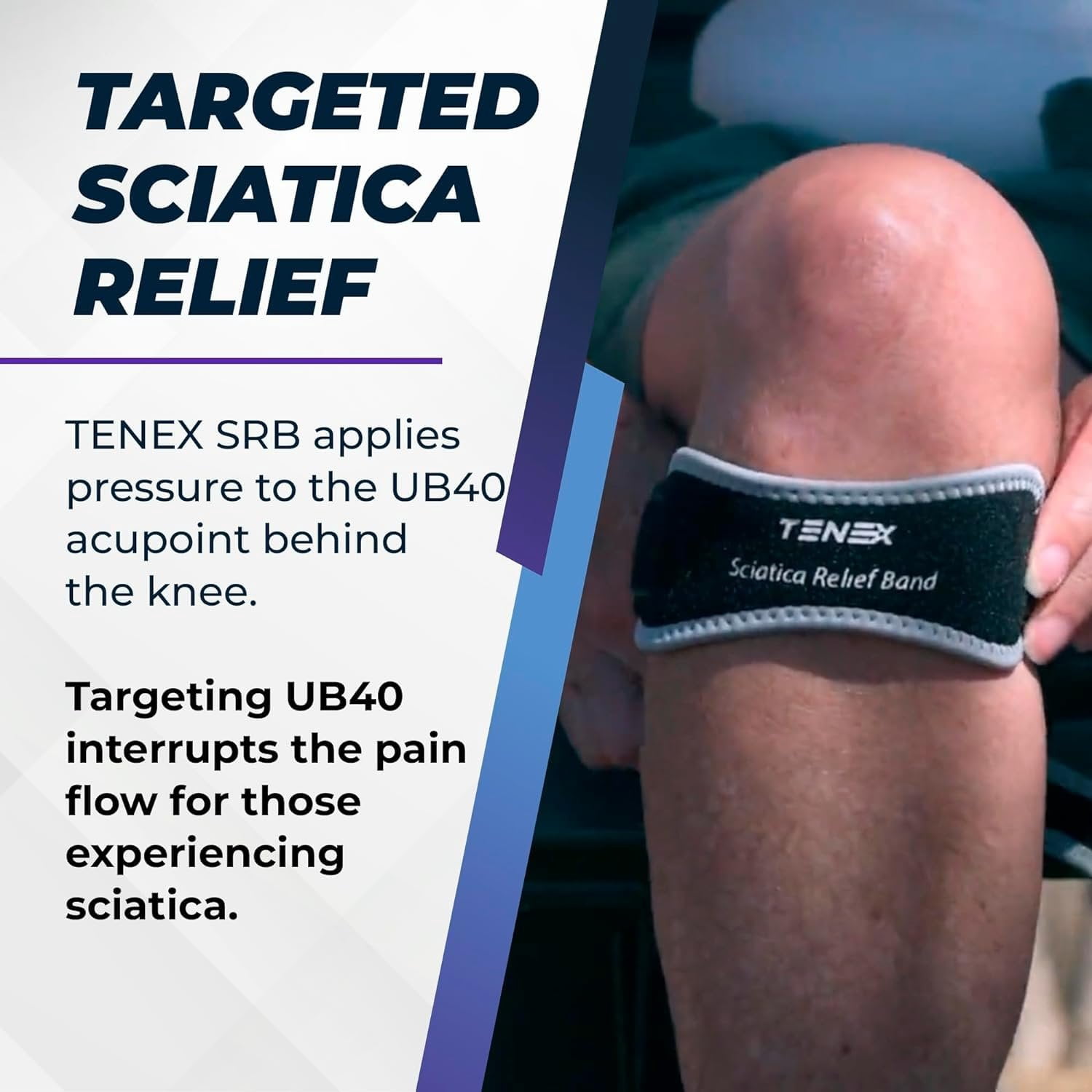 TENEX Sciatica Relief Band  Ultra-Comfortable, Single-Band, Non-Slip Sciatic Nerve Brace, Targets UB40 Acupoint for Immediate, Effective Sciatica Pain Relief, Ideal for Daily Use, Unisex