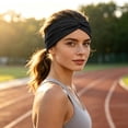 thumbnail image 4 of EANJE Twist Knot Wide Headbands for Women, Soft Stretchy Non Slip Turban Hair Wraps, Solid Color Sweat Hair Bands for Yoga Skincare Workout Daily Wear Black One Size, 4 of 4