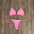 thumbnail image 4 of Women 2PCS Bikini Set Wire-Free Padded Halter Bra High Waist Triangle Panty, 4 of 5