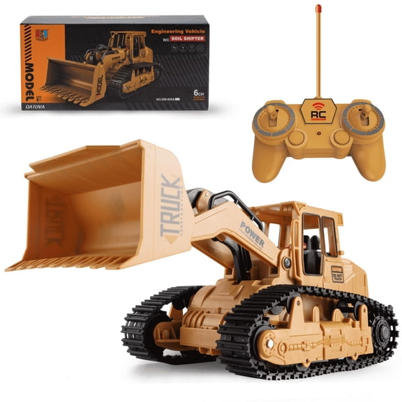 RC Bulldozer Toy for Kids, 1:20 Scale Remote Control Construction Truck with Metal Blade, 2.4GHz 6 Channel Crawler Vehicle, LED Lights & Realistic Sounds, Engineering Gift for Kids Ages 6