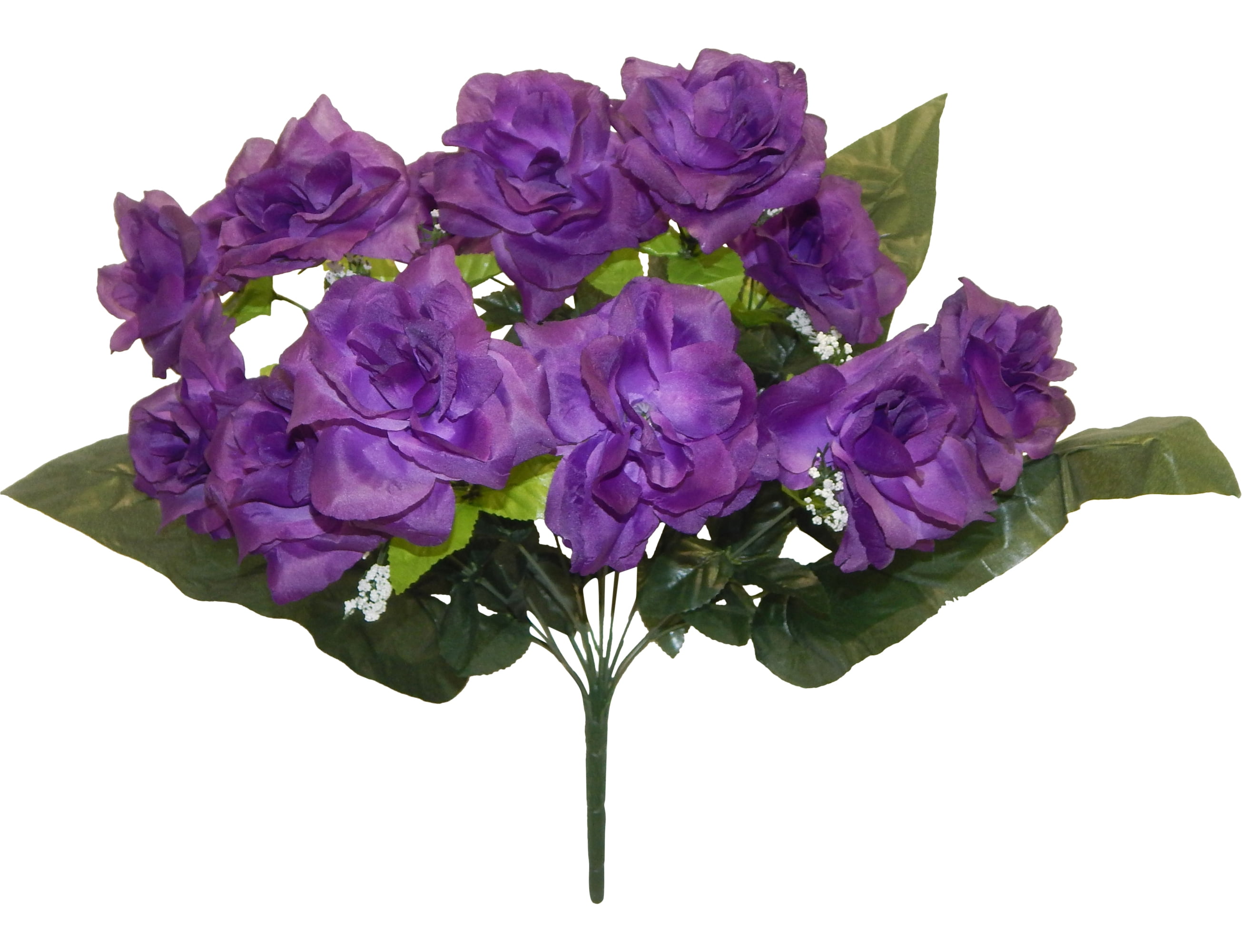 Purple Rose 21in Bush with 12 Open Blooms (Set of 2) - Walmart.com