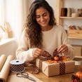 thumbnail image 3 of Orange Black Spiderweb Gift Wrapping Ribbon, Halloween Wired Edge Craft Ribbon for Fall Wreath DIY Decor, 141.73x2.48in, 3 of 6